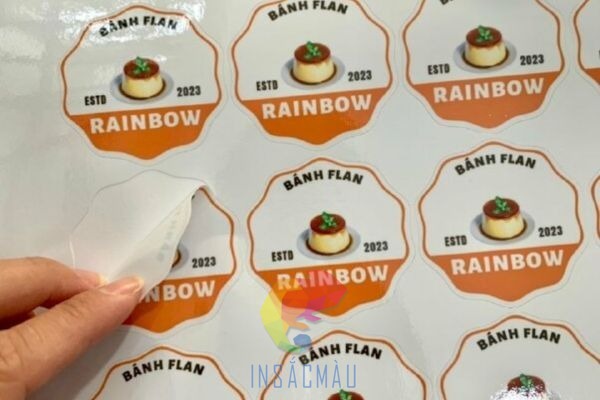 Mẫu tem dán hũ bánh flan bế demi