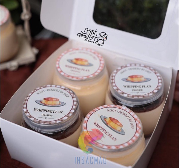 Mẫu tem dán nắp hũ bánh flan