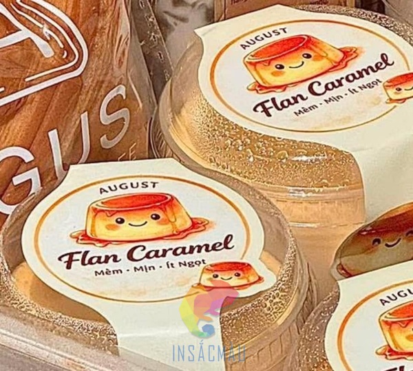 Mẫu tem dài dán nắp và thân hũ bánh flan