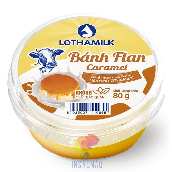 Mẫu tem nhãn bánh flan bằng decak giấy