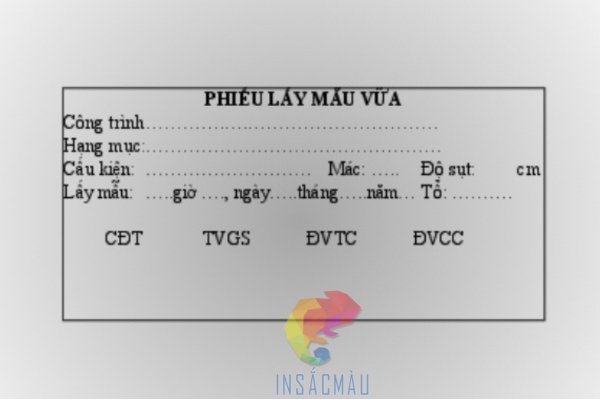 Mẫu tem dán mẫu bê tông, phiếu lấy mẫu bê tông, vữa