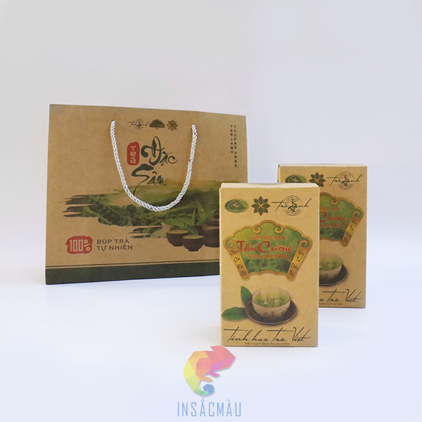 Mẫu bao bì hộp trà bằng giấy kraft