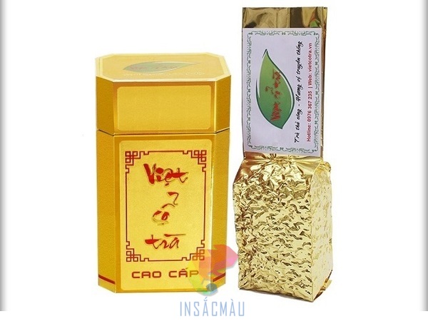 Mẫu bao bì hộp đựng trà màu vàng bắt mắt