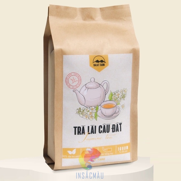 Mẫu bao bì túi giấy đựng trà lài Cầu Đất