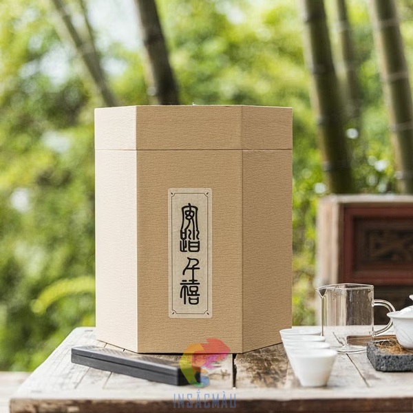 Mẫu bao bì trà hình lục giác kiểu nắp rời