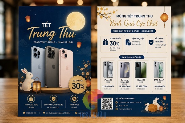 Mẫu tờ rơi trung thu cho cửa hàng bán lẻ điện thoại