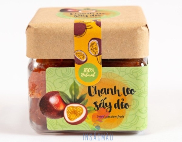 Mẫu tem dán niêm phong nắp hộp đựng chanh dây sấy dẻo