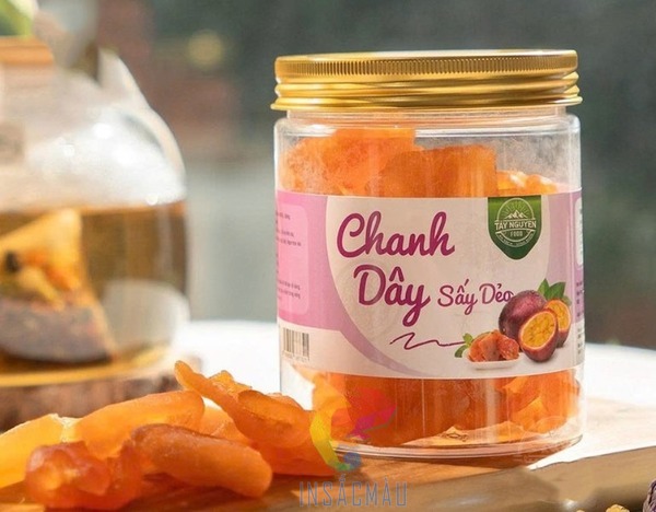 Mẫu tem nhãn chanh dây hình chữ nhật dán quanh thân hộp