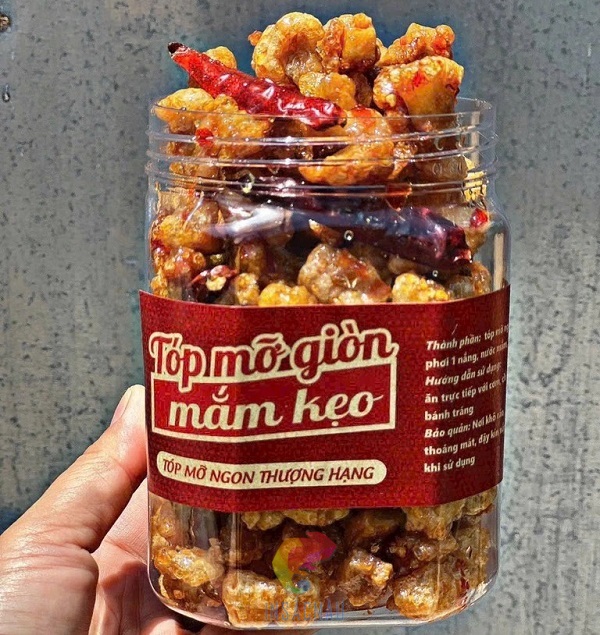 Mẫu tem nhãn dán hộp tóp mỡ hình chữ nhật