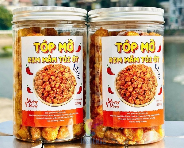 Mẫu tem nhãn dán hộp tóp mỡ bằng decal nhựa sữa