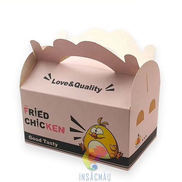 Mẫu hộp giấy đựng gà nguyên con có tay quai xách tiện lợi