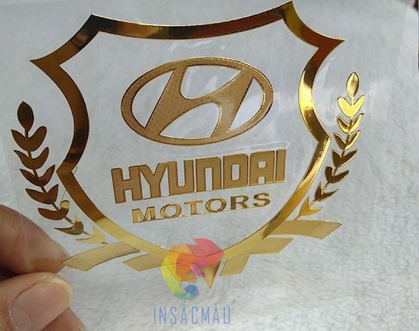 Mẫu decal logo công ty ép kim màu vàng sang trọng