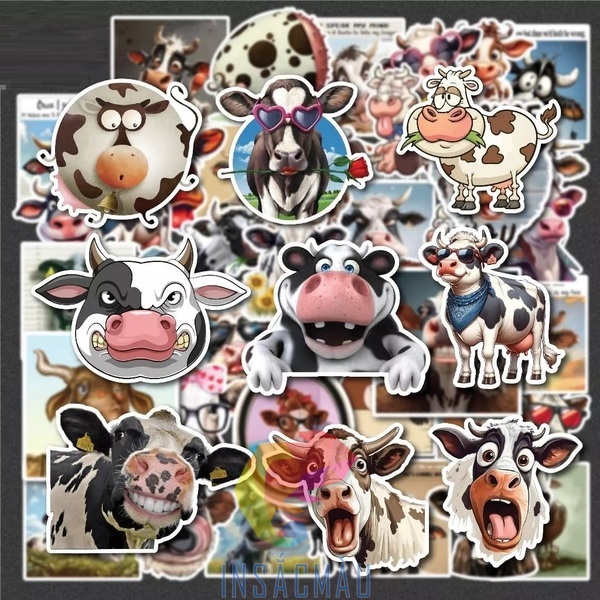Các mẫu sticker bò sữa cute, ngộ nghĩnh