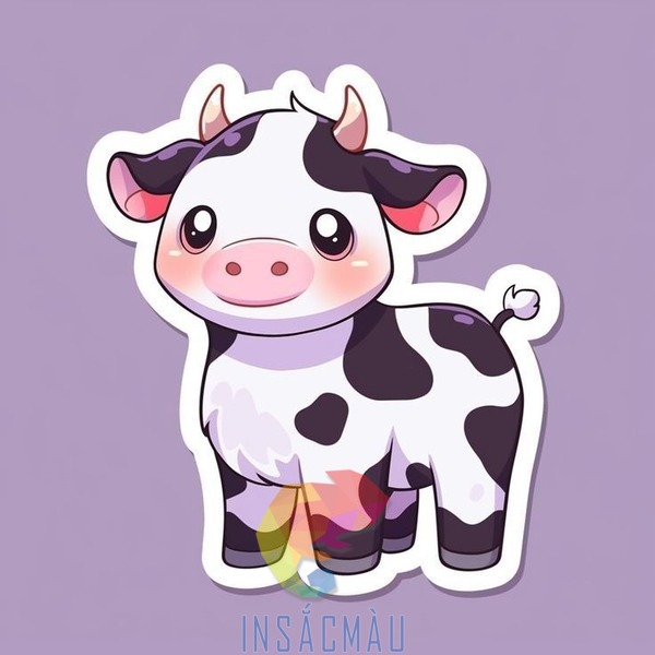 Mẫu sticker bò sữa xinh xắn