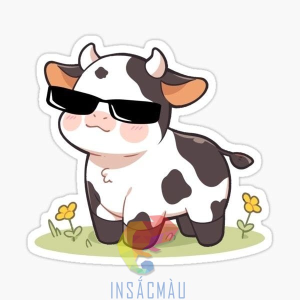 Mẫu sticker bò sữa đeo kính