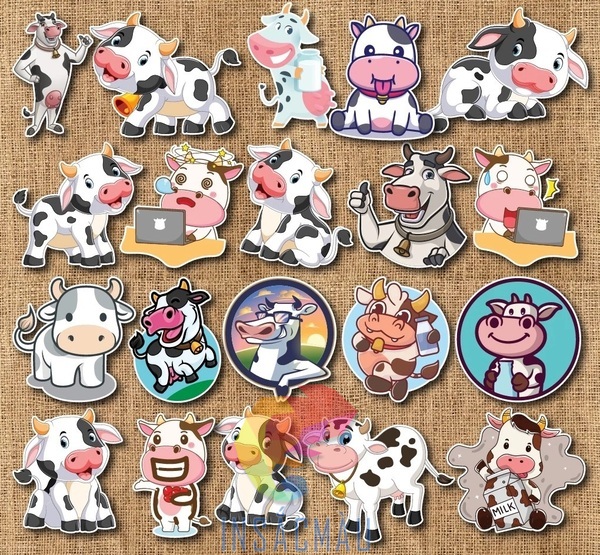 Các mẫu sticker bò sữa hài hước, dễ thương
