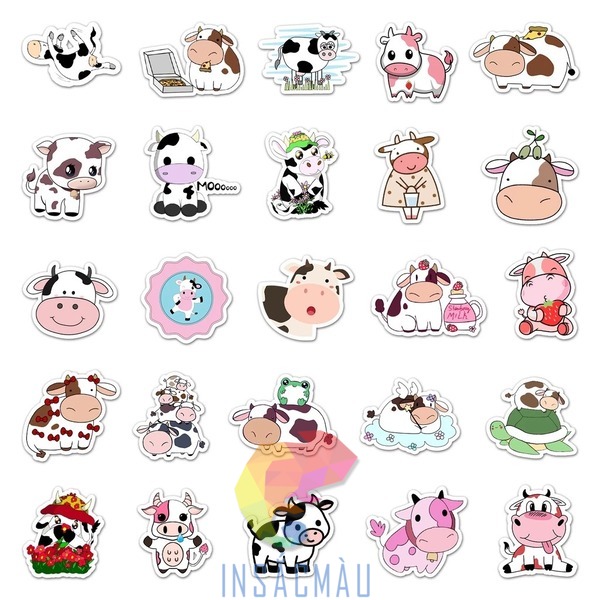 Các mẫu sticker bò sữa cute