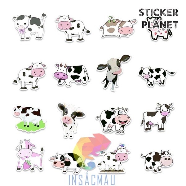 Các mẫu sticker bò sữa ngộ nghĩnh