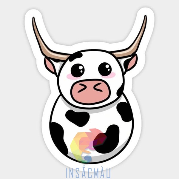 Mẫu sticker hình bò sữa ngộ nghĩnh