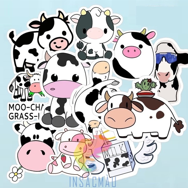 Các mẫu sticker bò sữa biểu cảm sống động, đáng yêu