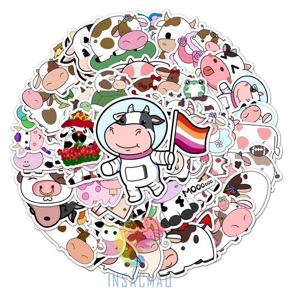 Mẫu sticker bò sữa phi hành gia