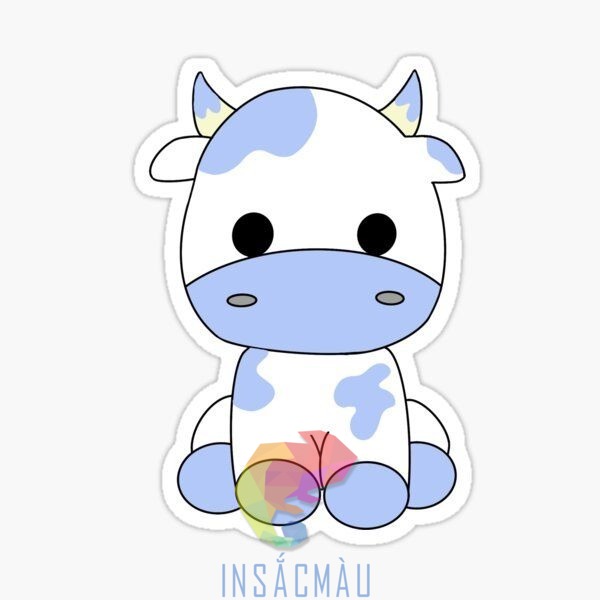 Mẫu sticker bò sữa ngây thơ dễ thương