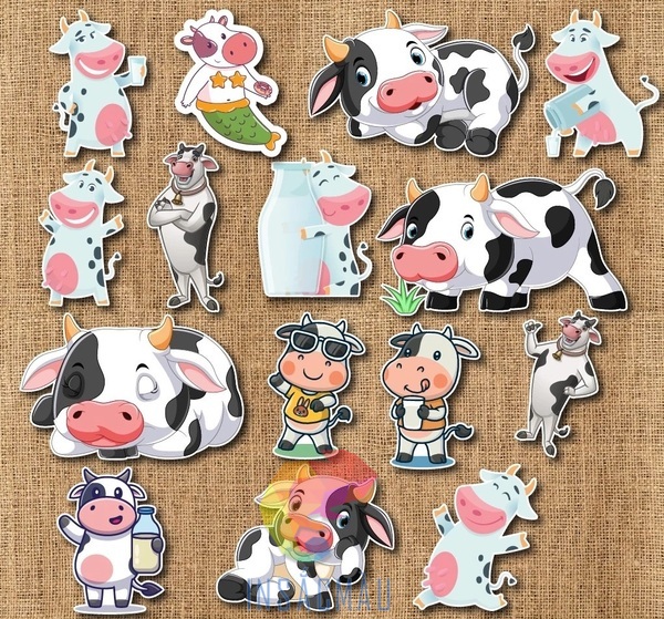 Các mẫu sticker bò sữa lầy lội, hài hước