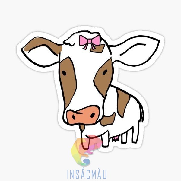 Mẫu sticker bò sữa màu nâu nhạt đáng yêu