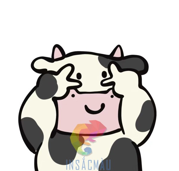Mẫu sticker bò sữa tạo dáng chữ V