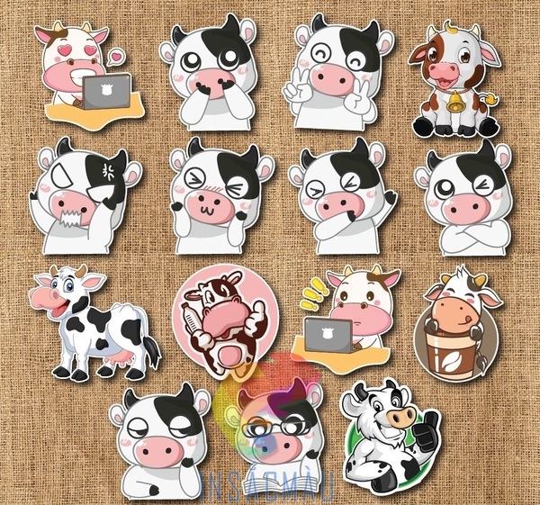 Các mẫu sticker bò sữa biểu cảm thú vị