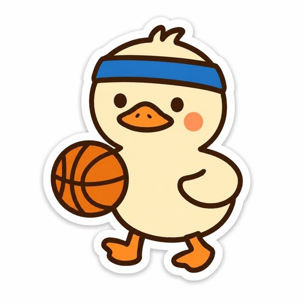 Mẫu sticker con vịt chơi bóng rổ