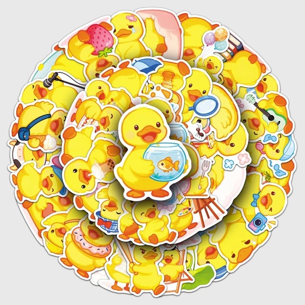 Mẫu sticker con vịt ôm bể cá