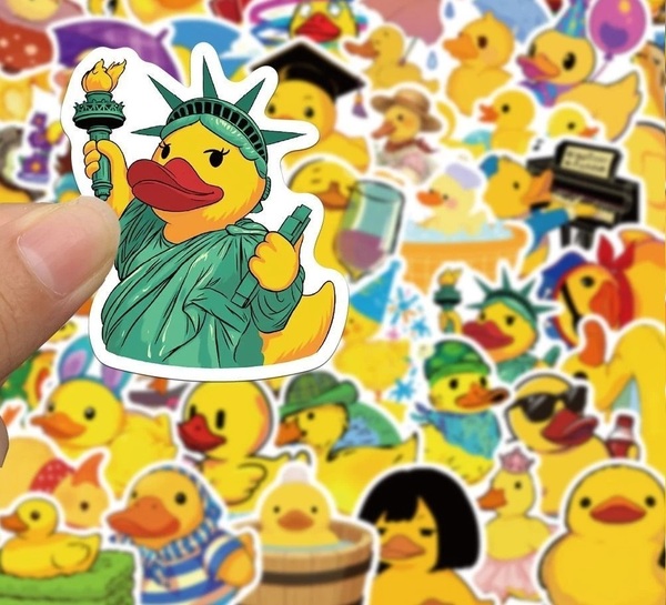 Mẫu sticker hình con vịt cosplay nữ thần tự do