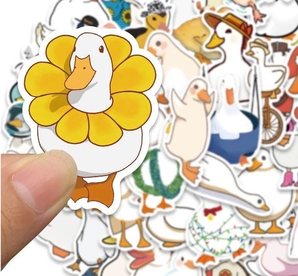 Mẫu sticker hình con vịt mang hoa vàng