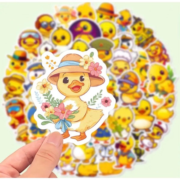 Mẫu sticker con vịt cầm hoa