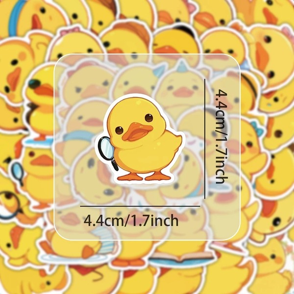 Mẫu sticker hình con vịt con cầm kính lúp