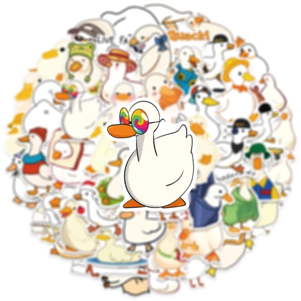 Mẫu sticker con vịt trắng mang mắt kính