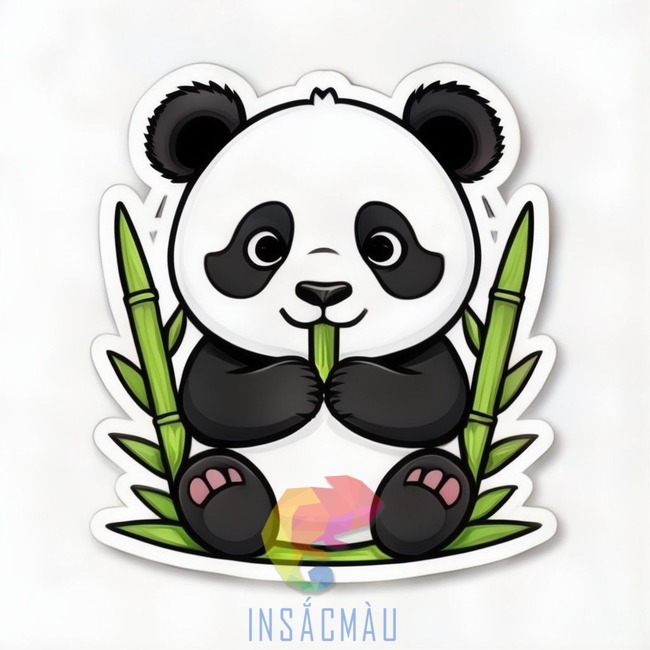 Mẫu sticker gấu trúc đang ăn