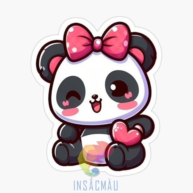 Mẫu sticker gấu trúc thắt nơ xinh xắn