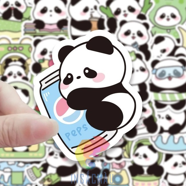 Mẫu sticker gấu trúc ôm chai nước ngọt