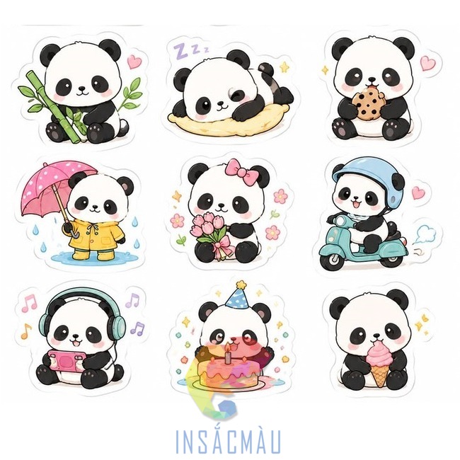 Các mẫu sticker gấu trúc với cuộc sống hàng ngày