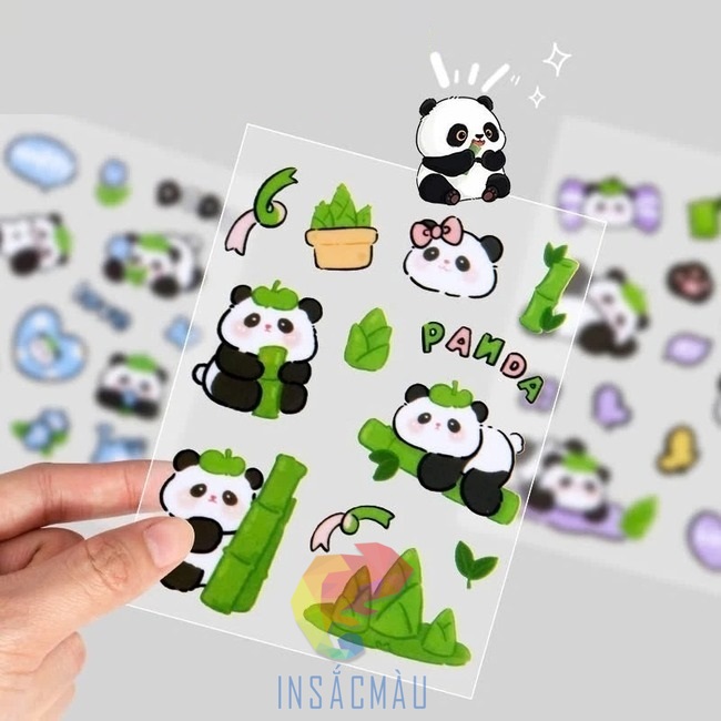 Mẫu sticker gấu trúc bằng decal nhựa trong