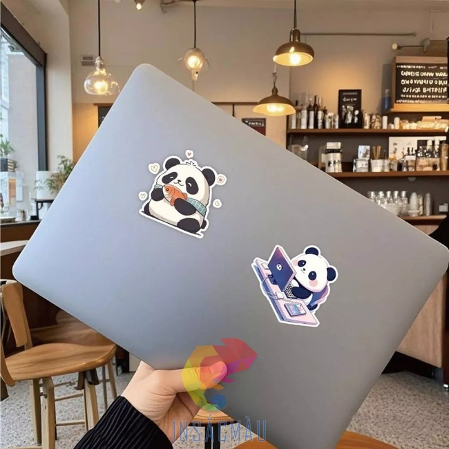 Mẫu sticker gấu trúc dán laptop