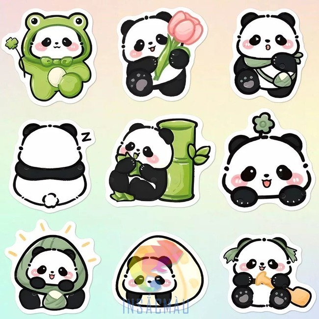 Các mẫu sticker gấu trúc biểu cảm đa dạng, dễ thương