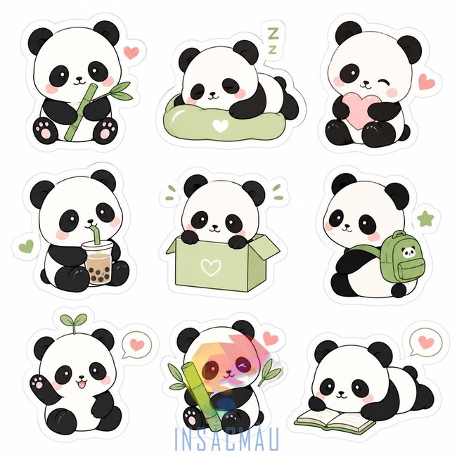 Các mẫu sticker gấu trúc đẹp, dễ thương