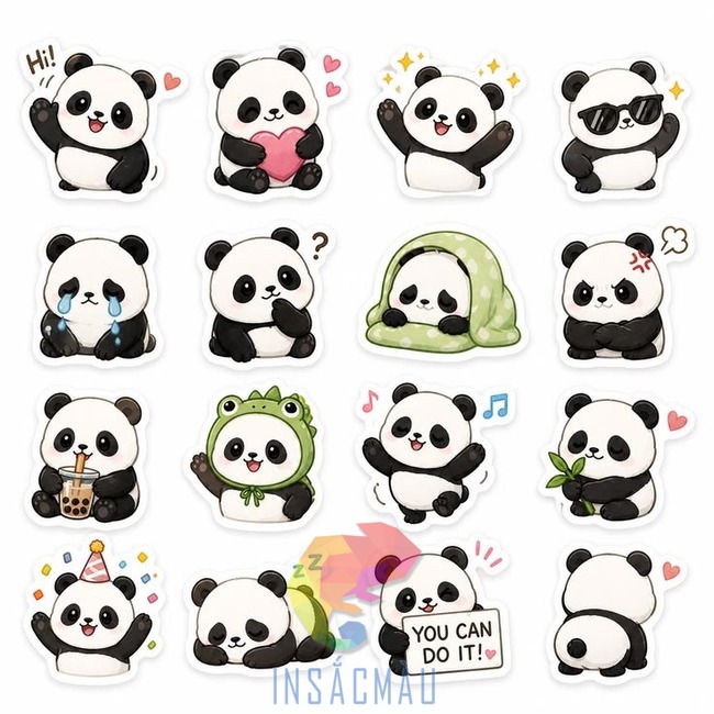 Các mẫu sticker gấu trúc ngộ nghĩnh, xinh xắn