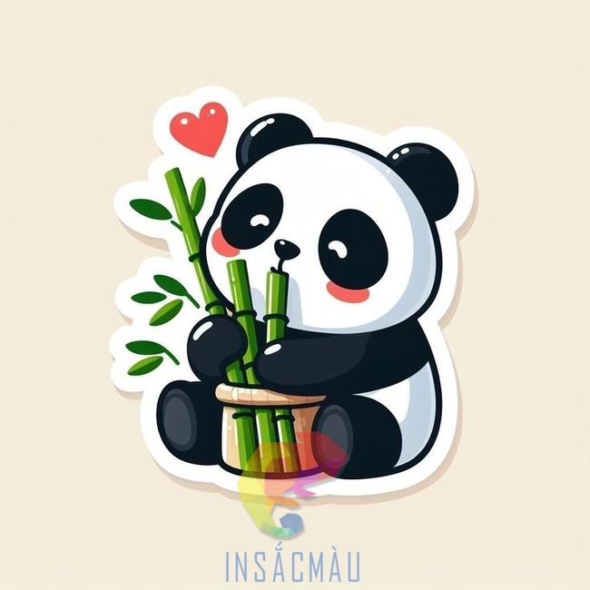 Mẫu sticker gấu trúc ăn trúc