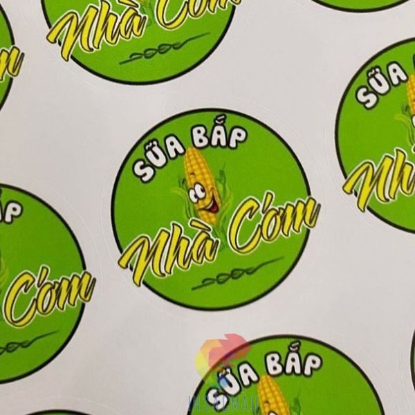 Mẫu tem nhãn dán nắp hoặc thân chai sữa bắp hình tròn