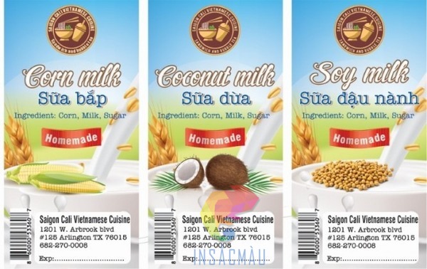 Mẫu tem nhãn hình chữ nhật dán thân chai sữa bắp