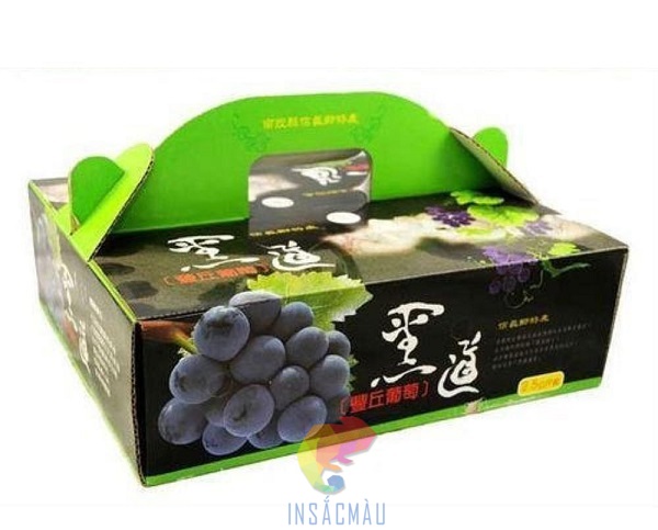 Mẫu thùng giấy carton đựng nho có tay cầm giữa cứng cáp